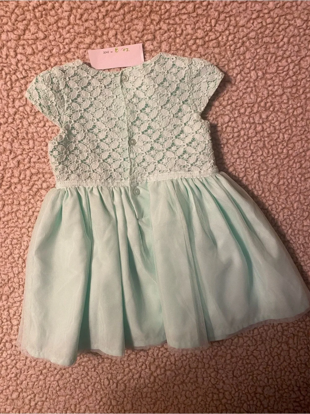 Carters Just One You Dress Tulle Skirt Lace Bodice Mint Green Left Side Bow